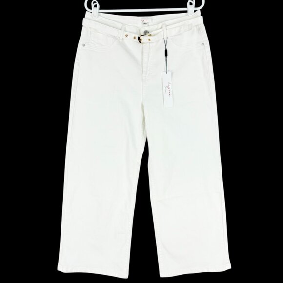 Vigoss Women's Stretch High Rise Straight Leg Belted Ivory Jeans Size 13/31 NWT - Picture 1 of 12